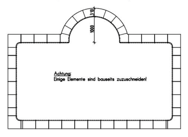 Poolumrandung Rechteckpool-Set Aquitaine flach & gewölbt mit römischer Treppe R 100